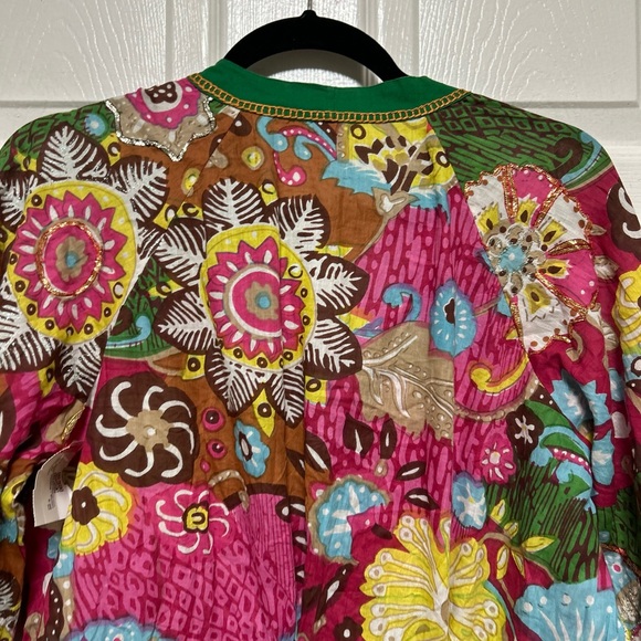 Sandy Starkman Embellished Boho Swim Cover-up Tunic Size Large - Picture 10 of 12